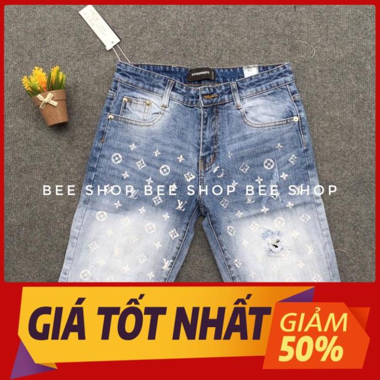 Quần bò ngố LVA004 hoạ tiết, quần jean đùi nam, quần short bò - Bee Shop !