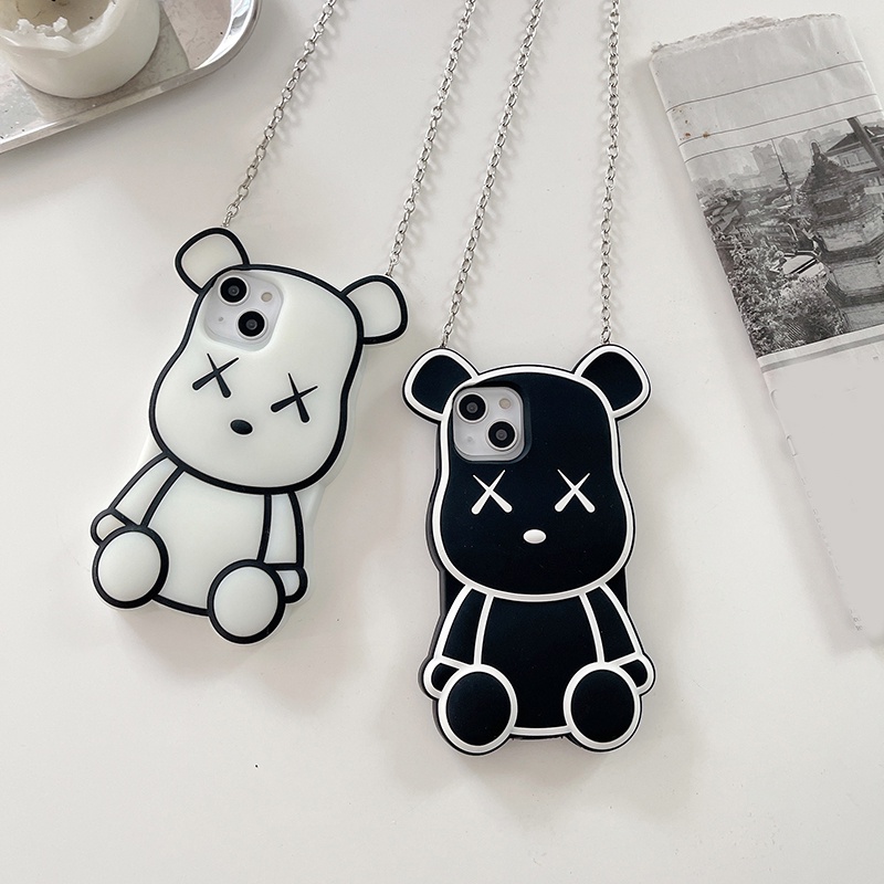 Ốp Điện Thoại Silicon TPU Mềm Chống Sốc In Hình Kaws Hoạt Hình Có Dây Đeo Cổ Cho iPhone 13 12 11 Pro MAX X XS MAX 7 8 Plus 6s