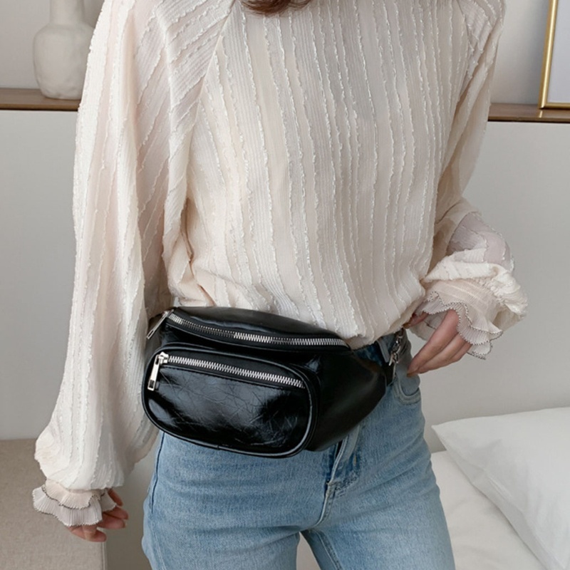 Túi Da PU Đeo Chéo Ngực Phối Dây Xích Thời Trang Cho Nam Và Nữ