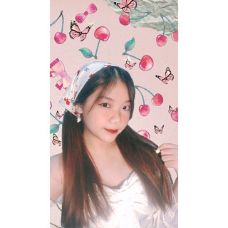 Set Khăn choàng handmade Bandana đội đầu & Scrunchie buộc tóc cherry |Dreamie Creamie|
