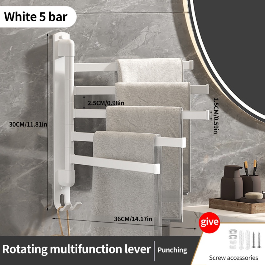 Giá Đỡ Treo Khăn Tắm / Đồ Dùng Nhà Bếp Bằng Inox 1 / 4 / 5 Thiết Kế Xoay Tròn Tiện Dụng