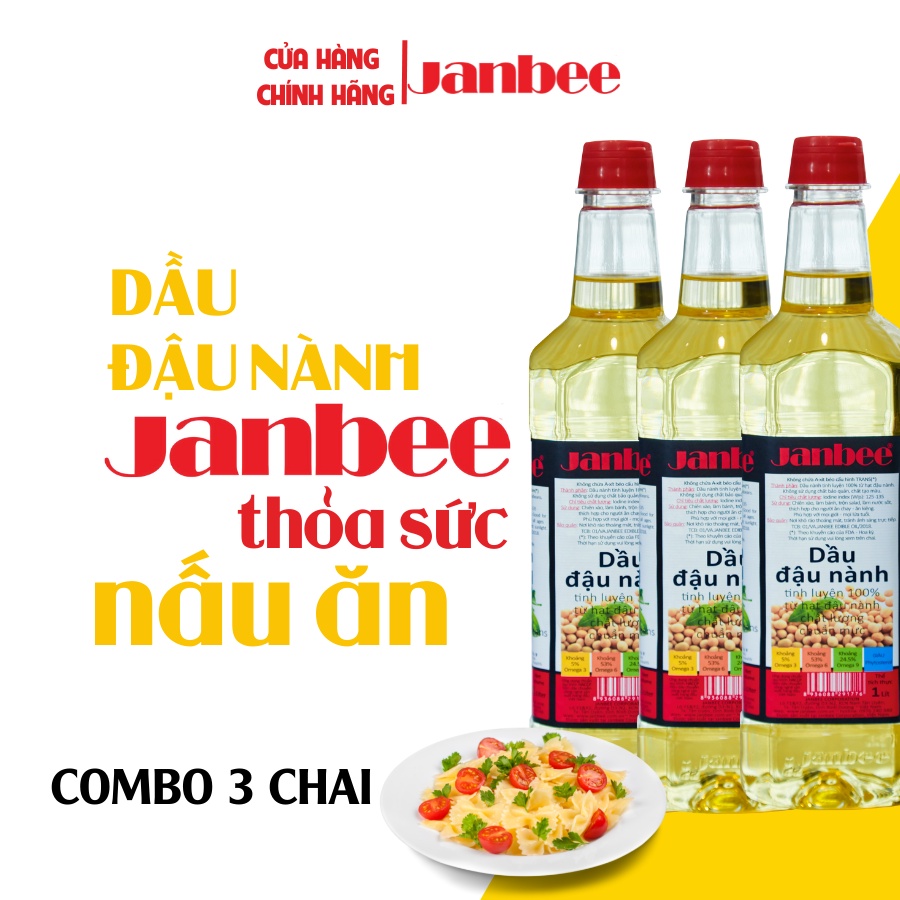 Combo Dầu Đậu Nành Janbee 3 Chai 1L