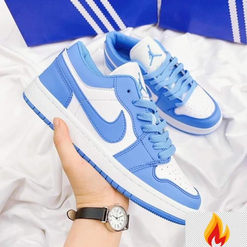 Giày Thể Thao Nam Nữ, Giày Nike Jordan 1 UNC Cổ Thấp JD1 Xanh Dương Full Box Bill )N(*1