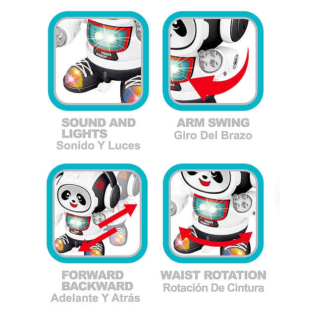 Robot Panda chiếu sáng biết hát nhảy Rô bốt Gấu Trúc Dance hiệu ứng đèn Led đẹp mắt tặng kèm pin và cán đèn trung thu