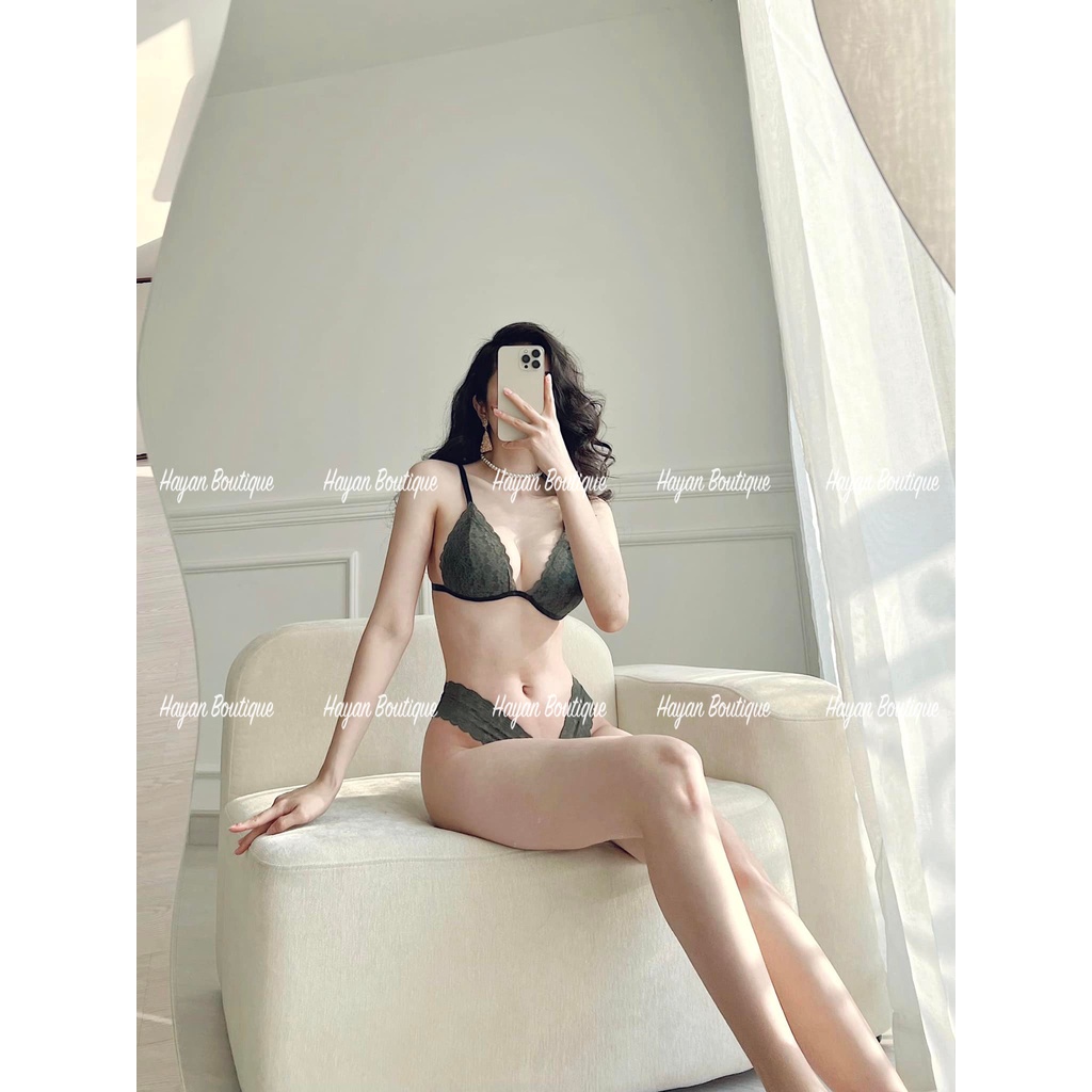 HT261 Bộ đồ lót sexy gợi cảm kèm ĐỆM LÓT, set nội y bra - quần lọt khe chữ Y ren mềm mại HT261