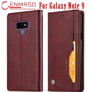 Bao da PU thiết kế trơn đơn giản nhiều màu sắc sang trọng có ngăn đựng thẻ cho Samsung Galaxy Note 9