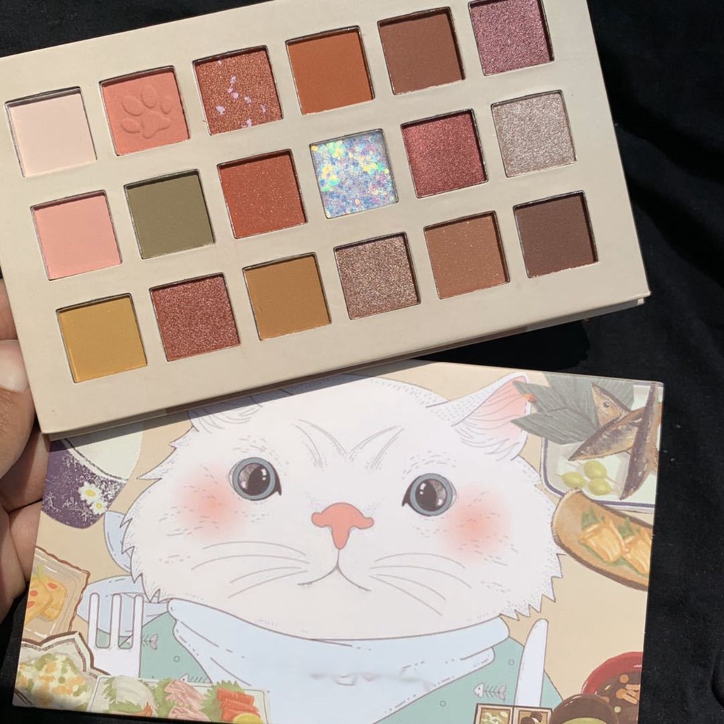 [Hàng mới về] Bảng Phấn Mắt Kiss Mophy 18 Màu Lì Thiết Kế Vỏ In Hình Mèo Dễ Thương | BigBuy360 - bigbuy360.vn