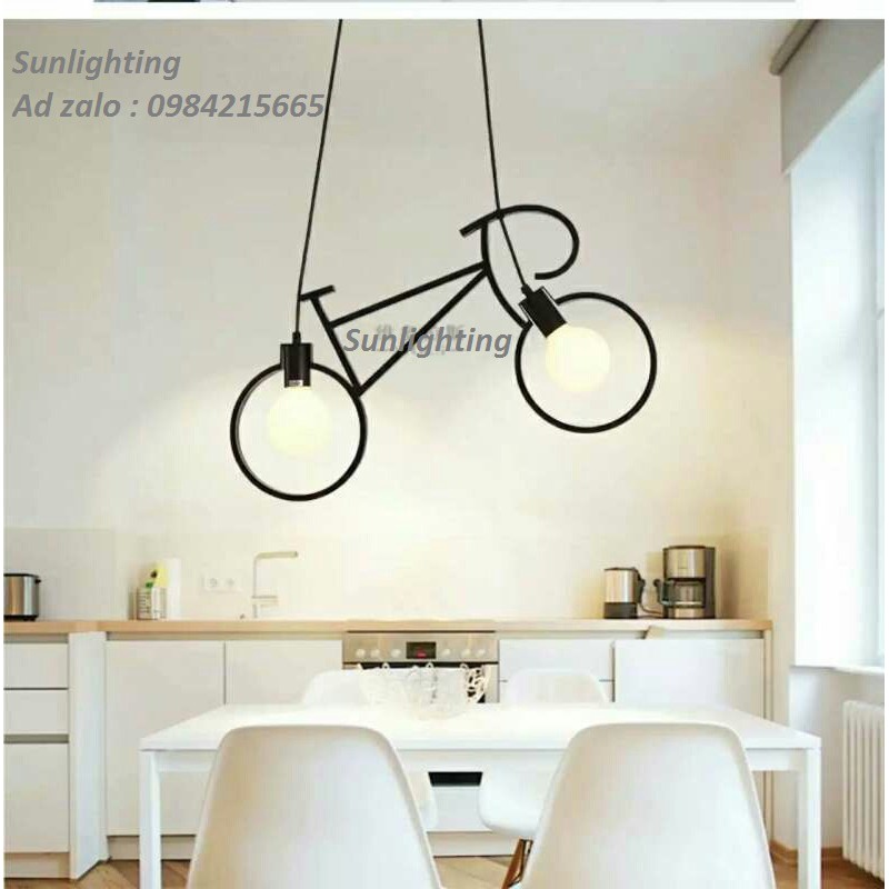 ĐÈN THẢ XE ĐẠP TRANG TRÍ NHÀ Ở, PHÒNG, QUÁN CAFE ( GIÁ ĐÃ BAO GỒM BÓNG LED SỢI EDISON )