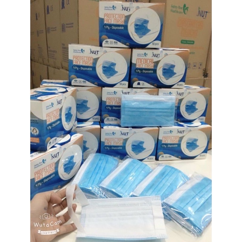 Bịch 10 cái Khẩu trang y tế 4 lớp xuất khẩu hàng cty cao cấp màu xanh Dương