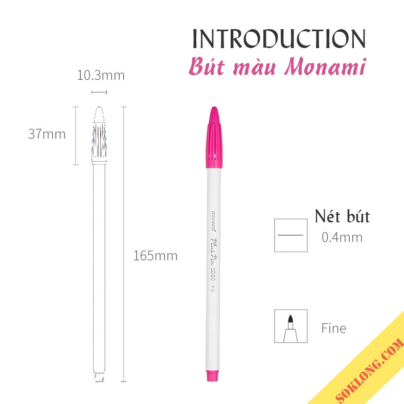 Bộ 12-24 bút màu Monami bút lông màu viết Calligraphy nét 0.4-1mm nét thanh nét đậm, tô màu đa năng