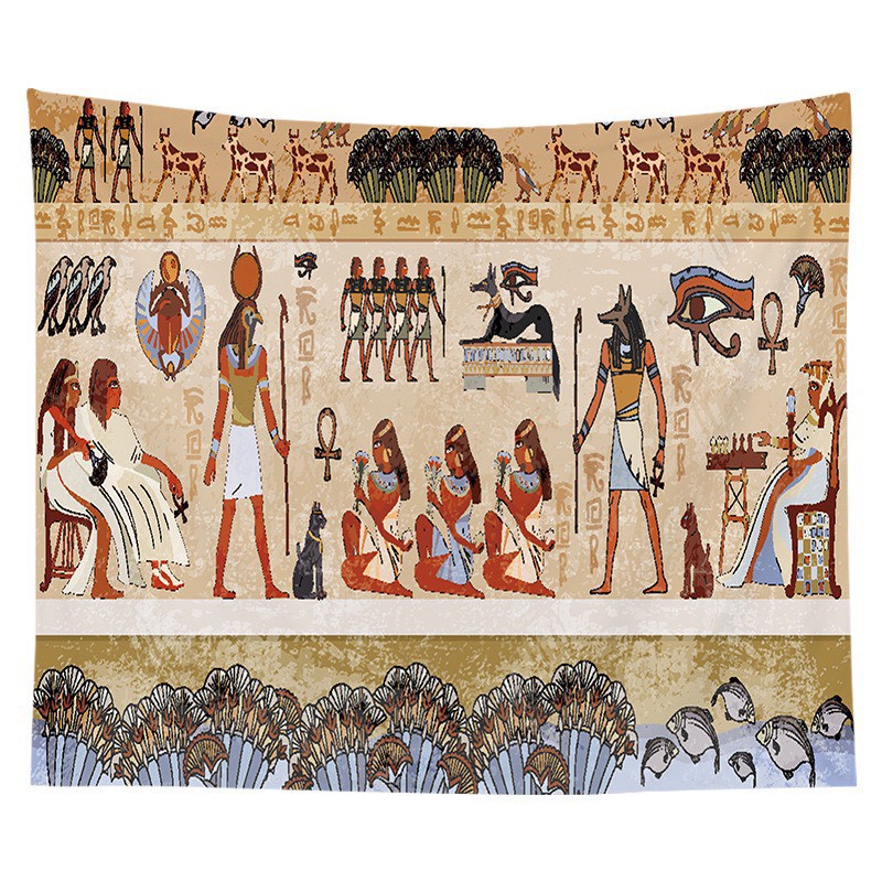 Tranh vải treo tường Decor phòng phong cách Vintage style Ai Cập  KÍCH THƯỚC LỚN 150x130cm Tặng Kèm Móc Treo, Dinh đóng