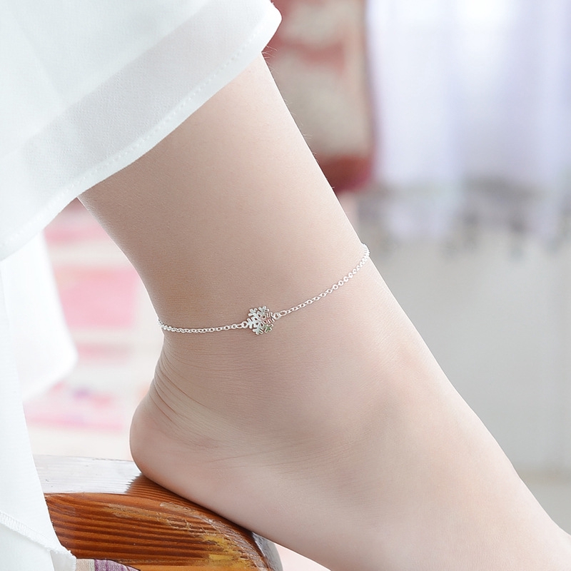 Vòng tay/ vòng chân mạ bạc 925 bông tuyết cho nữ