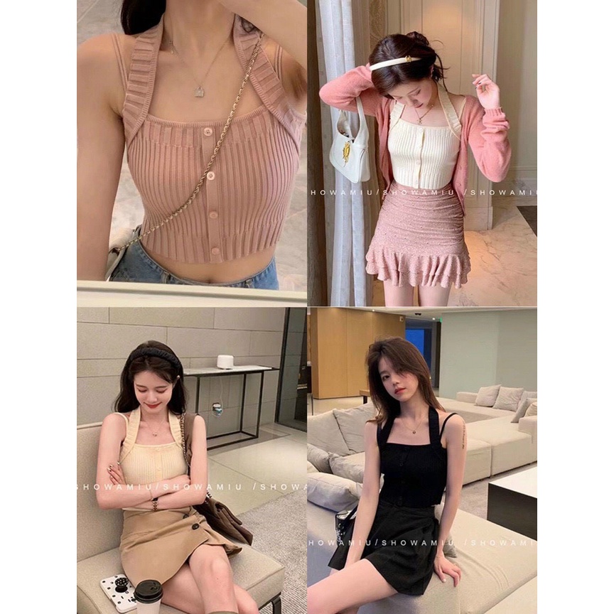 Áo Bra Nữ Cotton Len Tăm Co Dãn Tôn Dáng Gợi Cảm Kiểu Dáng Tiểu Thư Phong Cách Hàn Quốc 56046