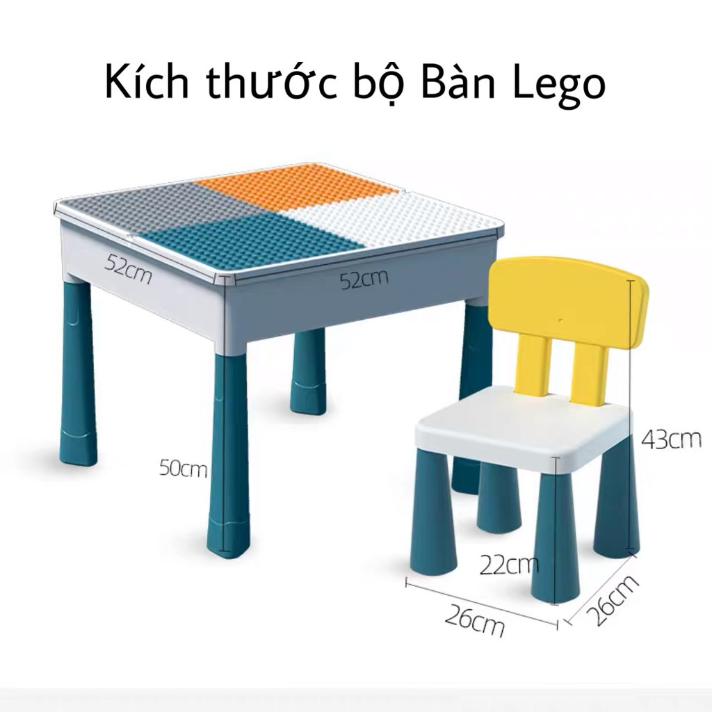 Bàn lego kèm đồ chơi lắp ráp, xếp hình size duplo cho bé phát triển trí tuệ, thông minh sáng tạo