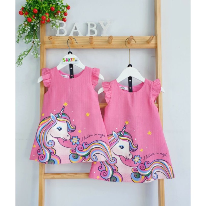 Đầm đũi in ngựa Pony cho bé gái
