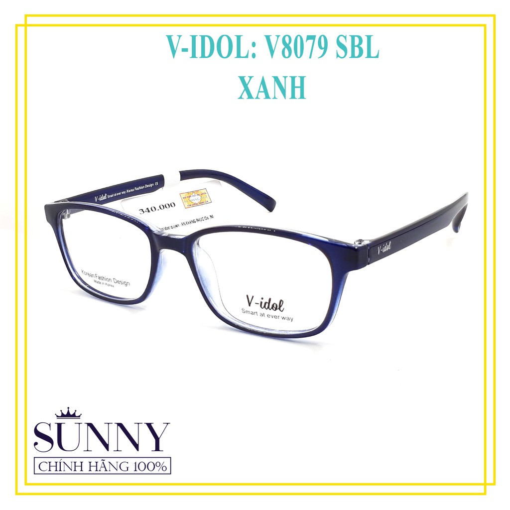 Gọng kính nam nữ chính hãng V8079 nhiều màu, thiết kế dễ đeo bảo vệ mắt