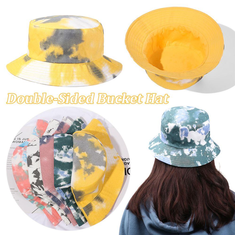 BORAG Mũ Bucket Hai Mặt Màu Sắc Cầu Vồng Xinh Xắn Có Thể Gấp Gọn Tiện Lợi