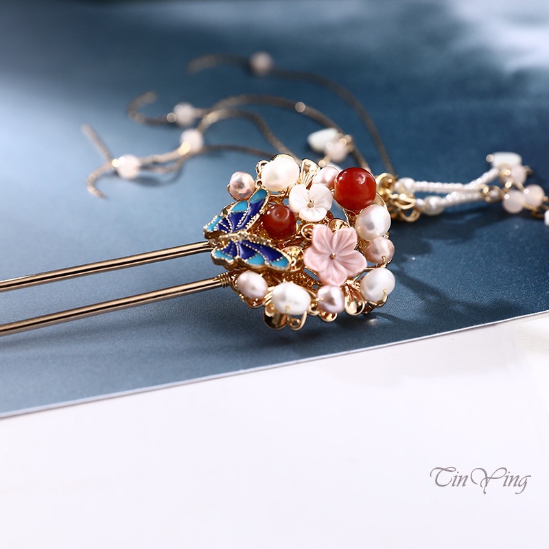 GETNOIVAS Mới Trâm Cài Tóc handmade Đính Tua Rua Phong Cách Cổ Điển Cho Nữ