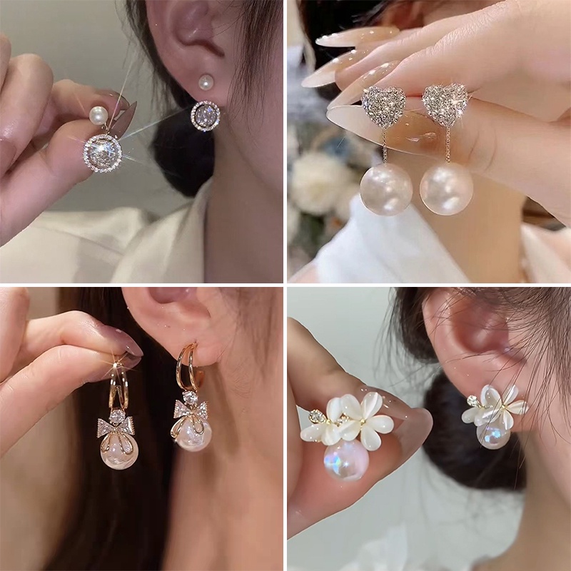 Khuyên tai RINHOO FRIENDSHIP mạ bạc 925 tùy chọn kiểu thời trang phong cách Hàn Quốc cho nữ