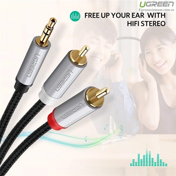 Cáp Âm Thanh 3,5mm Sang 2 Đầu Cực Ugreen AV135 Chính Hãng