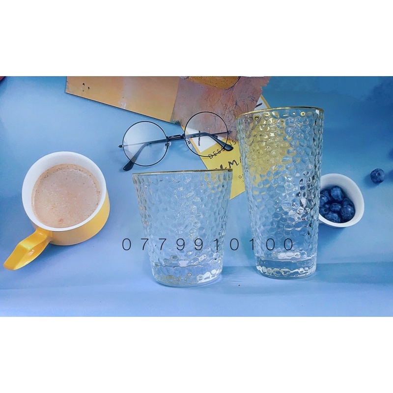 LY THUỶ TINH VÂN NỔI VIỀN VÀNG SANG CHẢNH 300ml-320ml-400ml