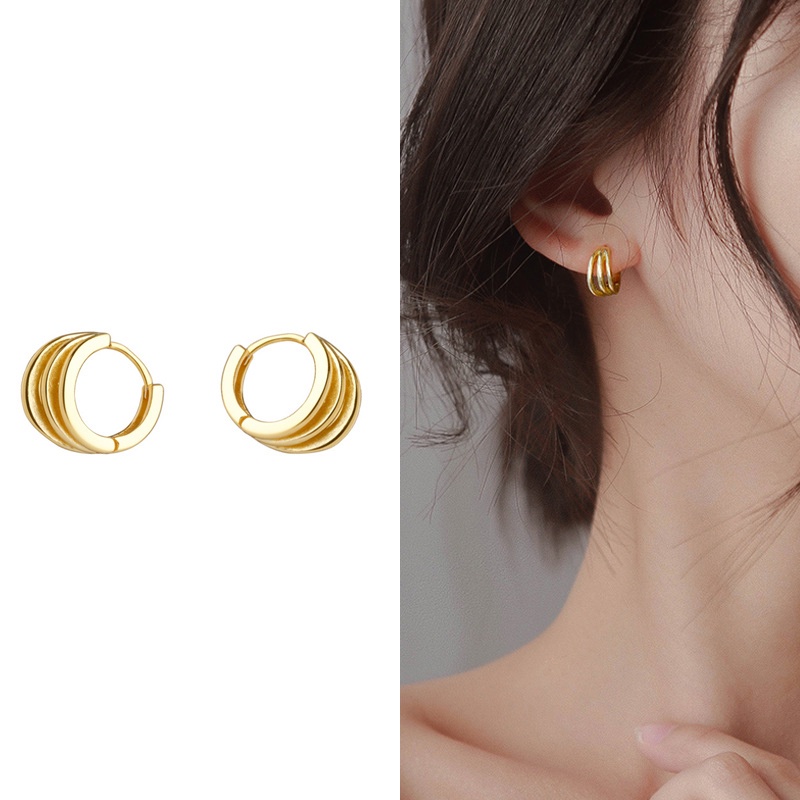 Khuyên Tai Nữ Tròn Khuyên Tai Tròn Bông Tai Mạ Vàng 14k Dạng Vòng Thời Trang Cá Tính Không Gây Dị Ứng