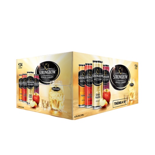 Strongbow Apple Cider - Thùng 24 Lon Cao 4 Vị (330ml / Lon)