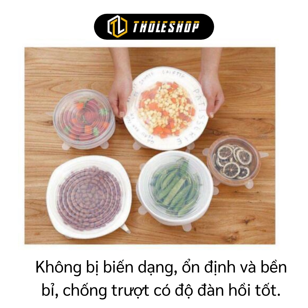 Nắp Đậy Thực Phẩm - Bộ 6 Miếng Silicon Bọc Thực Phẩm, Màng Bọc Bảo Quản Thức Ăn 4167