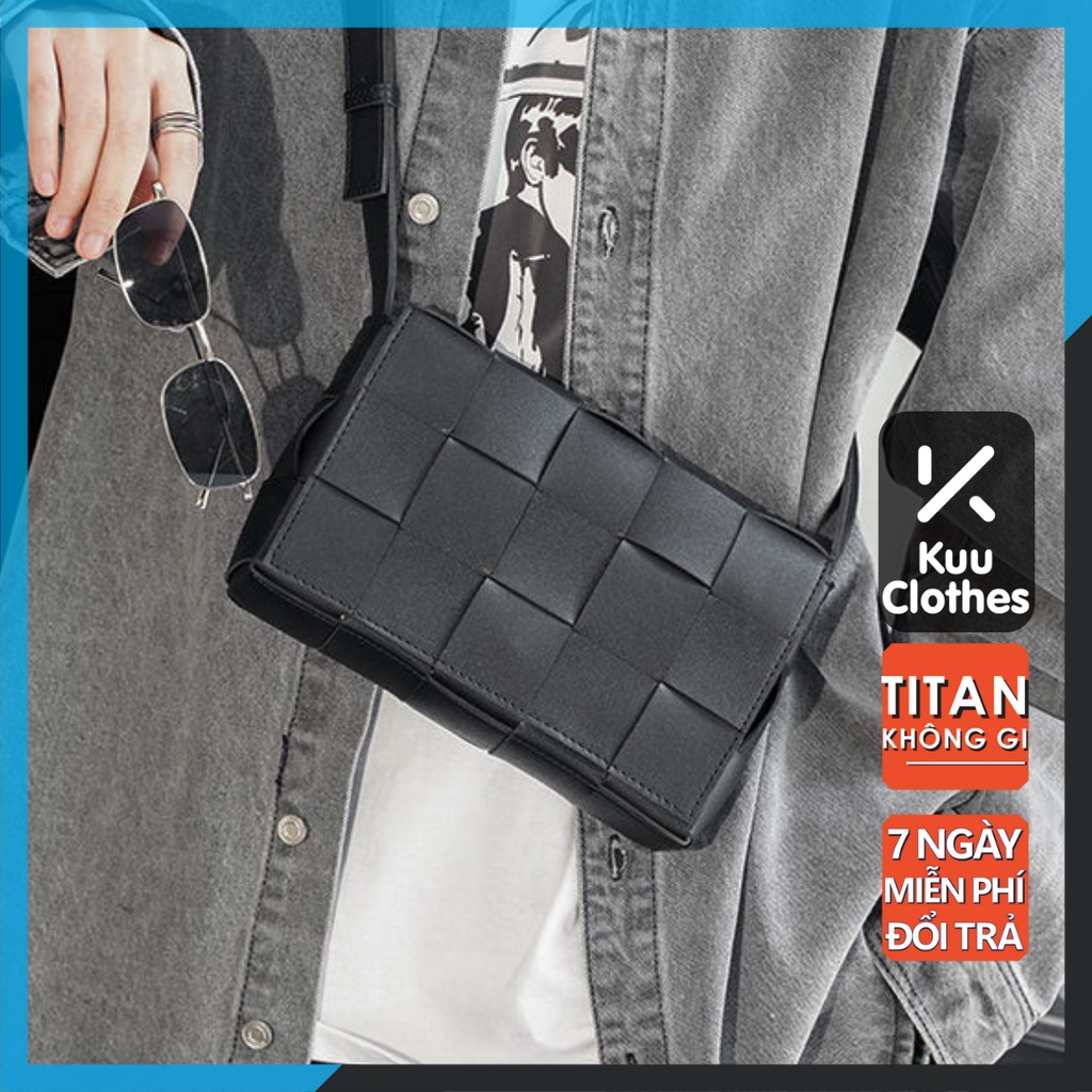 Túi Đeo Chéo siêu bền thời trang nam nữ Kuu Clothes Màu Đen chống thấm nước tùy ý điều chỉnh - Túi Knit Bag