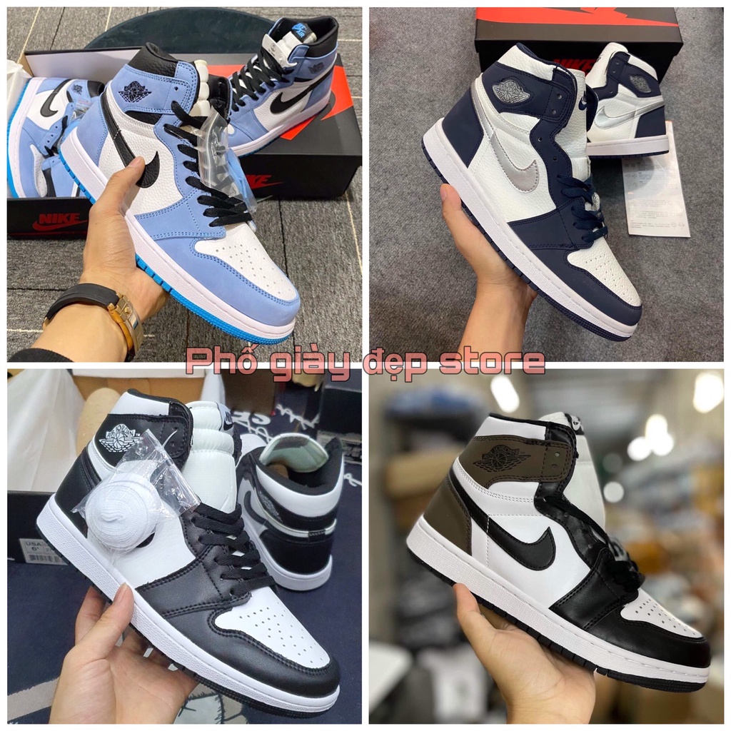 Giày JD panda đen trắng , xanh nỉ cổ cao các màu mới , Giày thể thao jordan 1 high nam nữ các mẫu mới 2022