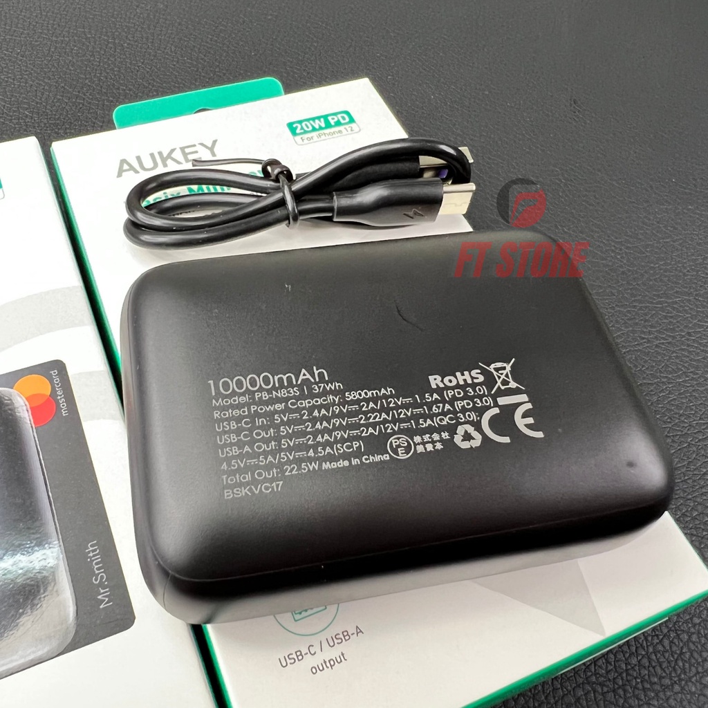 [GIAO HOẢ TỐC] Pin Sạc Dự Phòng AUKEY Basix Mini PB-N83S 10.000mAh Sạc Nhanh PD 20W/QC3.0 nhỏ gọn