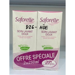 Dung dịch vệ sinh Saforelle 250ml - 500ml, Sản phẩm dịu nhẻ cho da (Bill mua ảnh bên cạnh)