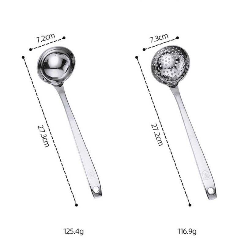 Muôi múc canh inox 304 kích thước 27.2cm x7.3cm (2 màu sắc)