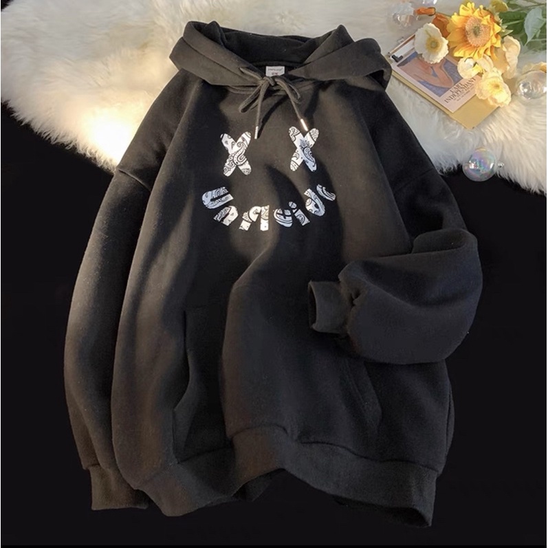Áo Hoodie Nỉ Bông Tay Dài Túi Bụng Chữ Unisex
