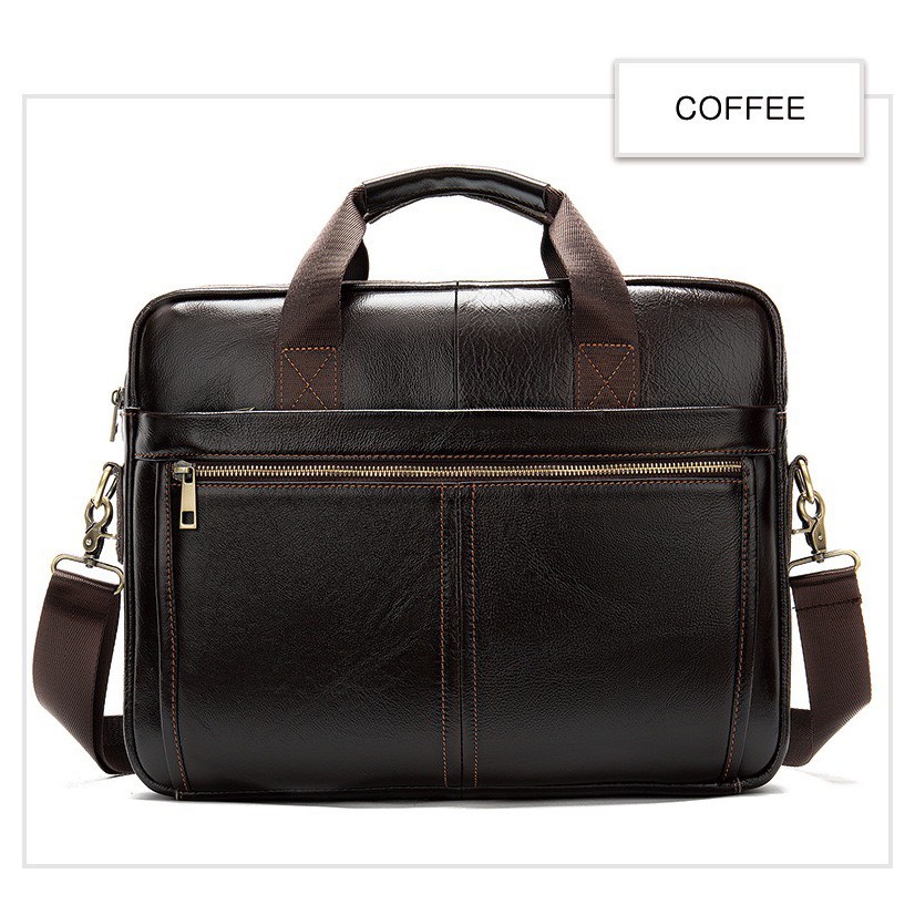 Túi xách cặp da đựng laptop da bò cao cấp T37 37x28x7cm (Nâu) | BigBuy360 - bigbuy360.vn