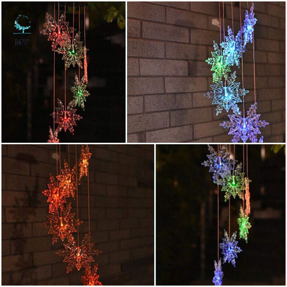 Solar-Powered Snowflake Shape Light Waterproof Colorful Hanging Lamp for Home Gadern Decoration