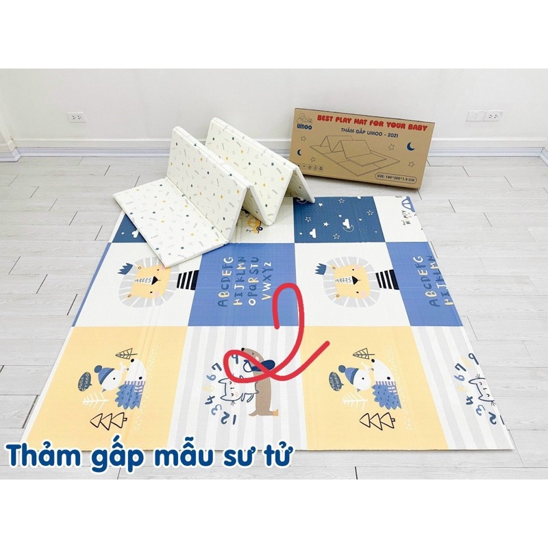 Thảm nằm gấp gọn cho bé Honper 90x40x10cm, thảm nằm họa tiết an toàn cho trẻ - Monnie Kids