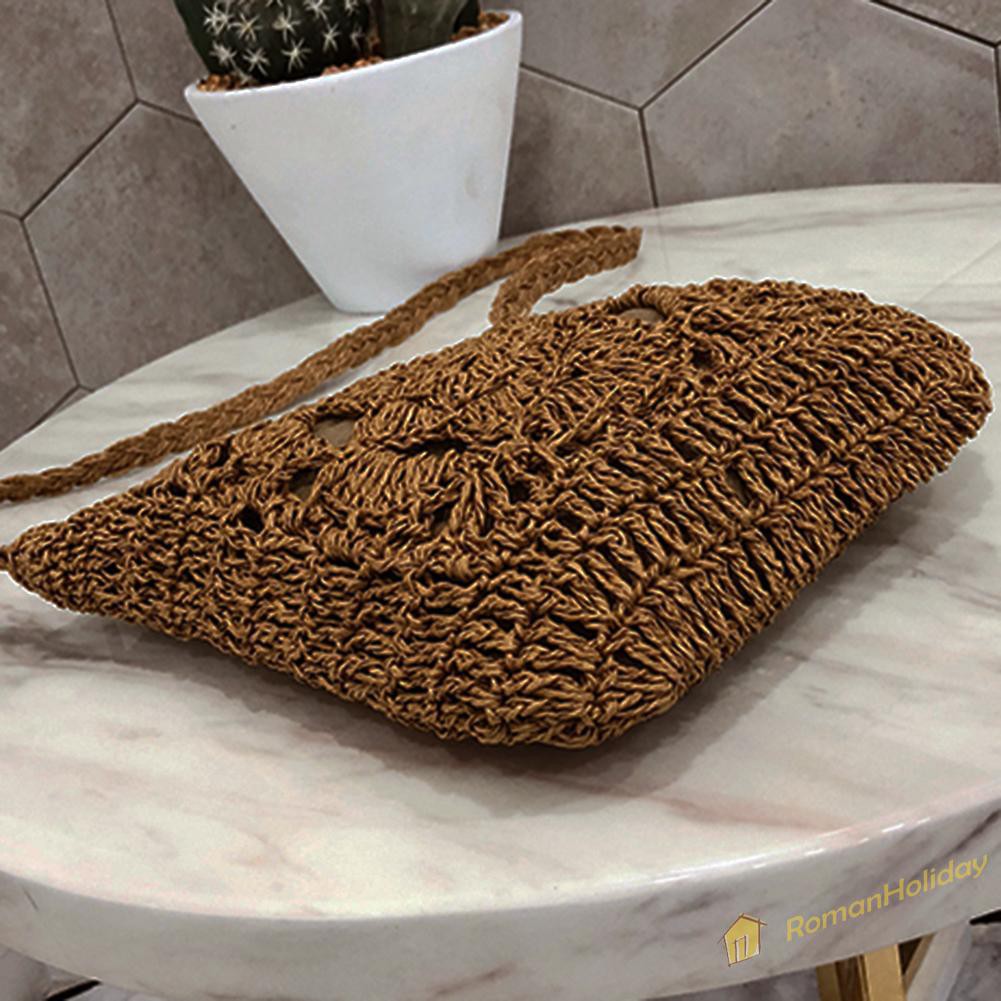 【On Sale】Summer Beach Women Girls Crochet Braid Bags Shoulder Vintage Messenger Bag