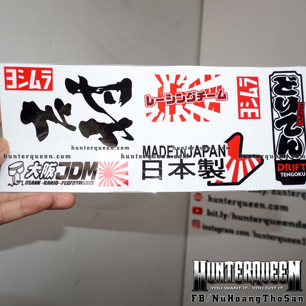 Set tem Nhật Bản. Sticker Decal Japan Sticker for Bike. Chống nước, không bay màu
