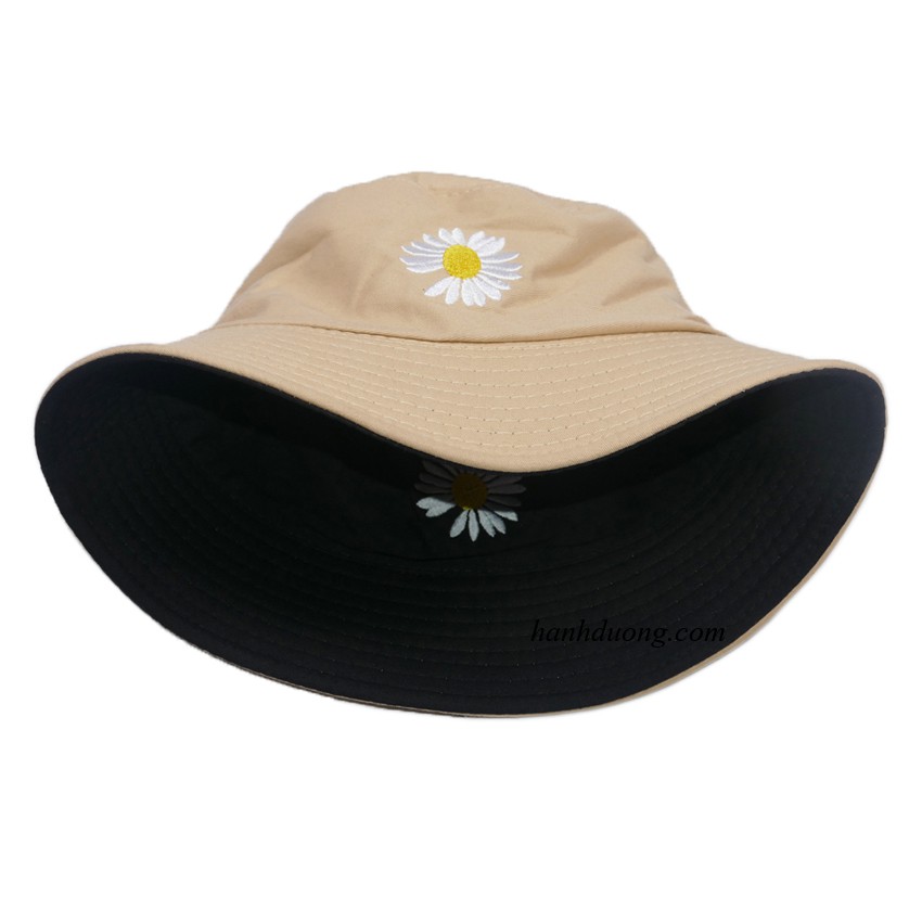 Mũ bucket 2 mặt họa tiết hoa cúc - Chất liệu vải Kaki oát mềm tạo cảm giác thoải mái cho người đội