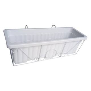 Bộ chậu trồng rau trắng + giá sắt treo lan can