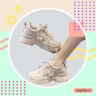 Giày nữ đế cao 5p hack chiều cao hottrend, Giày thể thao nữ sneaker màu trắng kem chất da đẹp mẫu mới