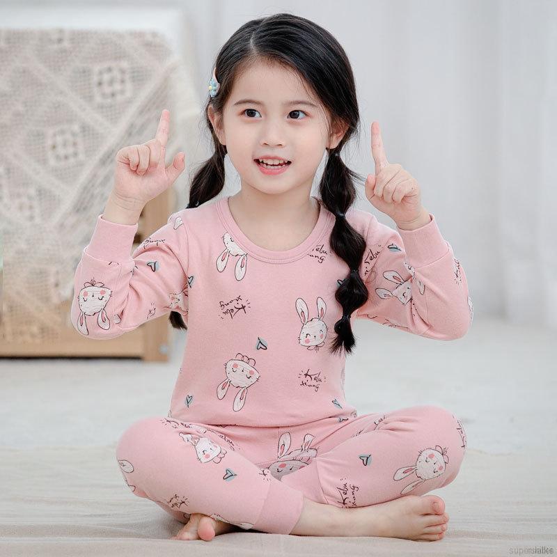 Bộ Đồ Ngủ Pijama Dài Tay Họa Tiết Hoạt Hình Cho Bé Từ 2-8 Tuổi