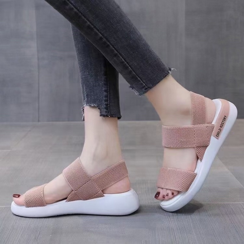 Dép sandal nữ cao cấp da mềm bọc vải thun co giãn - Vincent Shop