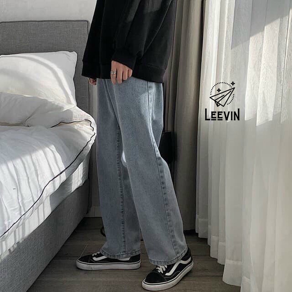 Quần Jean Nam Ống Rộng Simple Unisex - Kiểu quần jeans nam vải bò form dáng rộng suông hàn quốc Leevin Store - J031