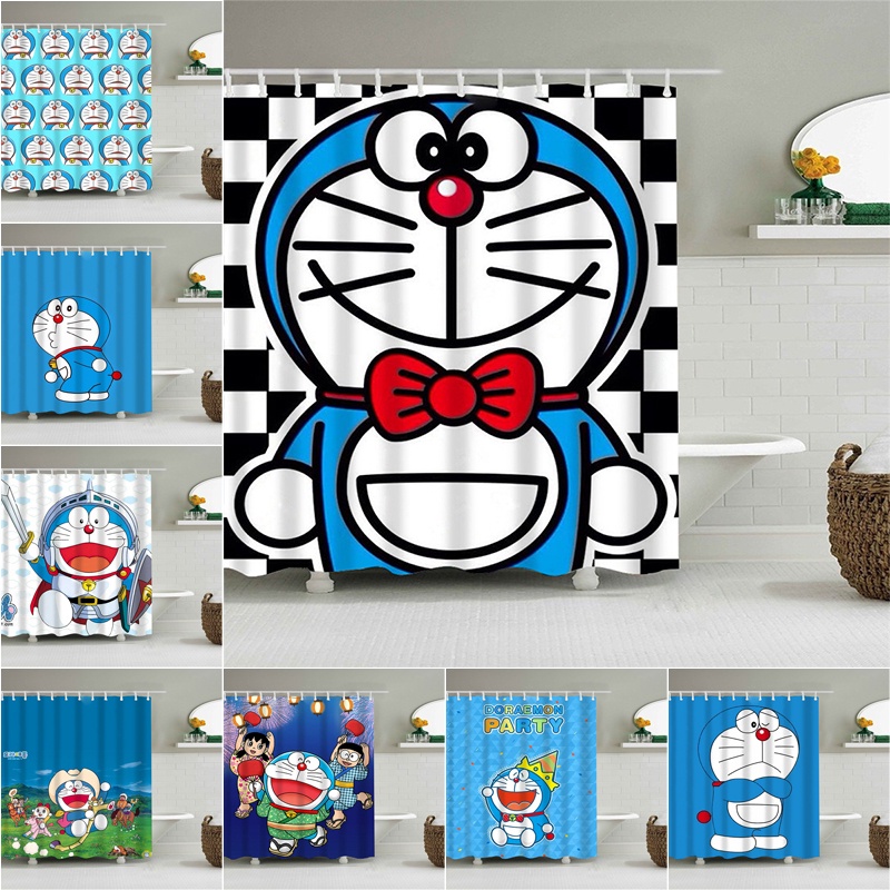 Rèm phòng tắm chống thấm nước in hình Doraemon