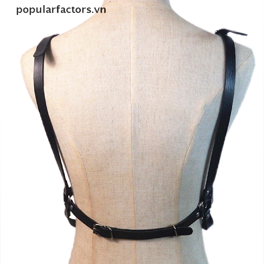 [Phổ Biến] Dây Xích Đeo Ngực Bằng Da Màu Đen Hóa Trang Gothic Cho Nữ