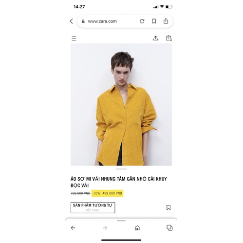 Áo sơ mi nhung tăm zara xịn vnxk