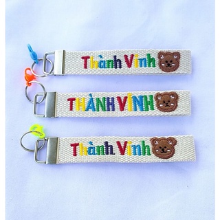 Nametag Gấu, móc khóa thêu theo yêu cầu.