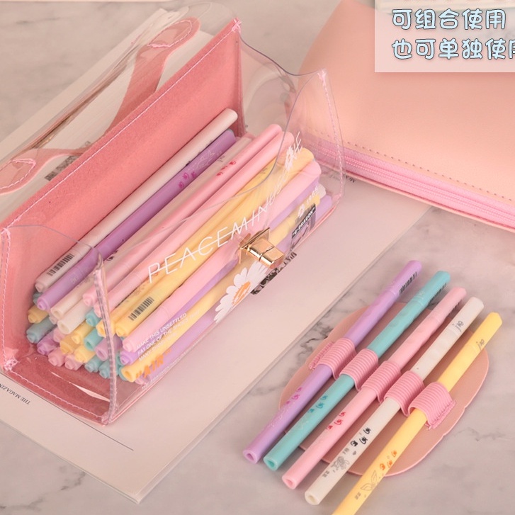 &lt;SALE SỐC &gt;Túi Đựng Bút Hai Lớp Trong Suốt Hàn Quốc , Túi Đựng Mĩ Phẩm Đa Năng Dung Tích Lớn
